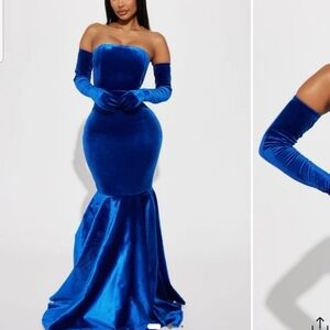 Fashion Nova Strapless Royal Blue Dress